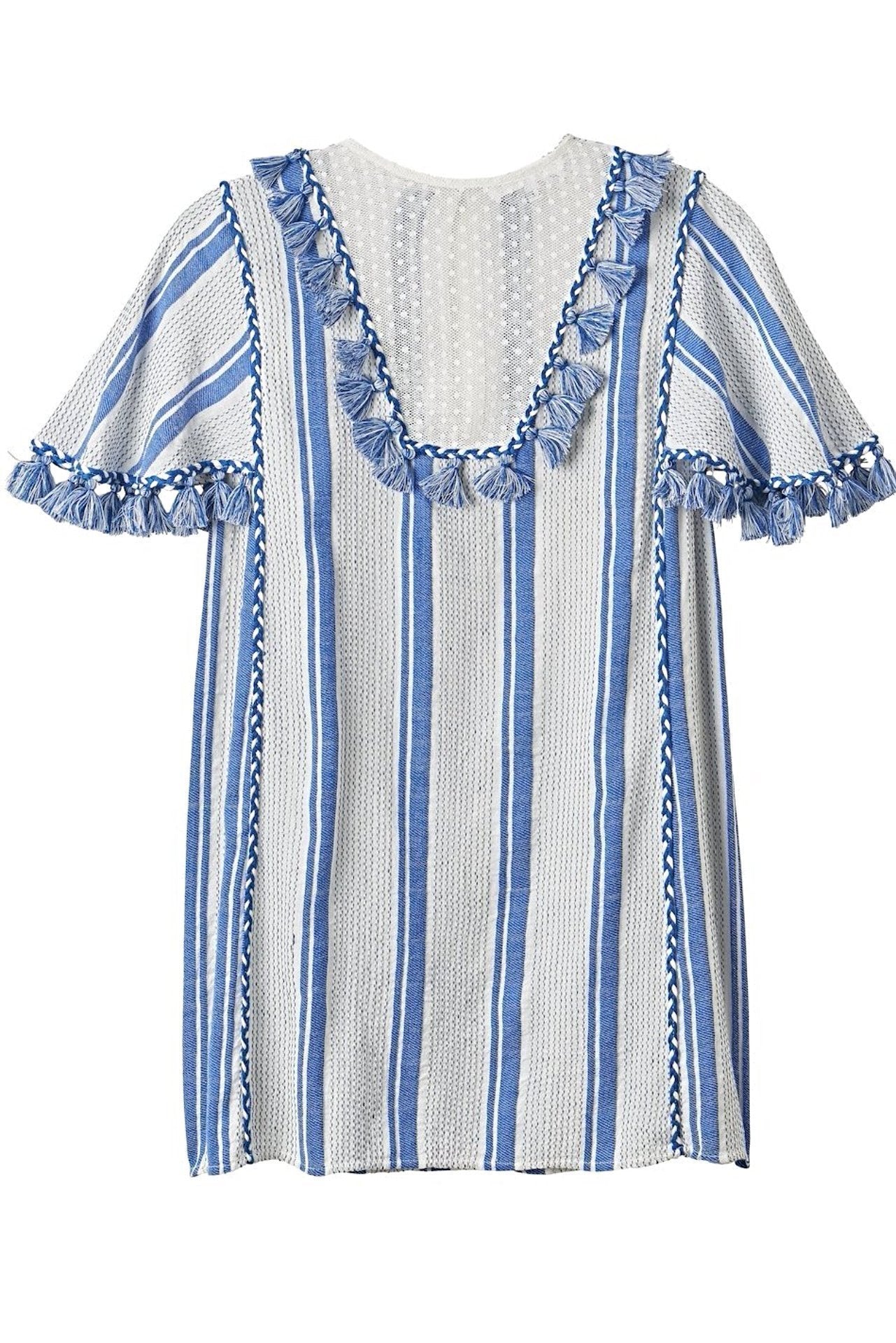 Corey Lynn Calter Kristin Tassel Sleeve Dress Blue M