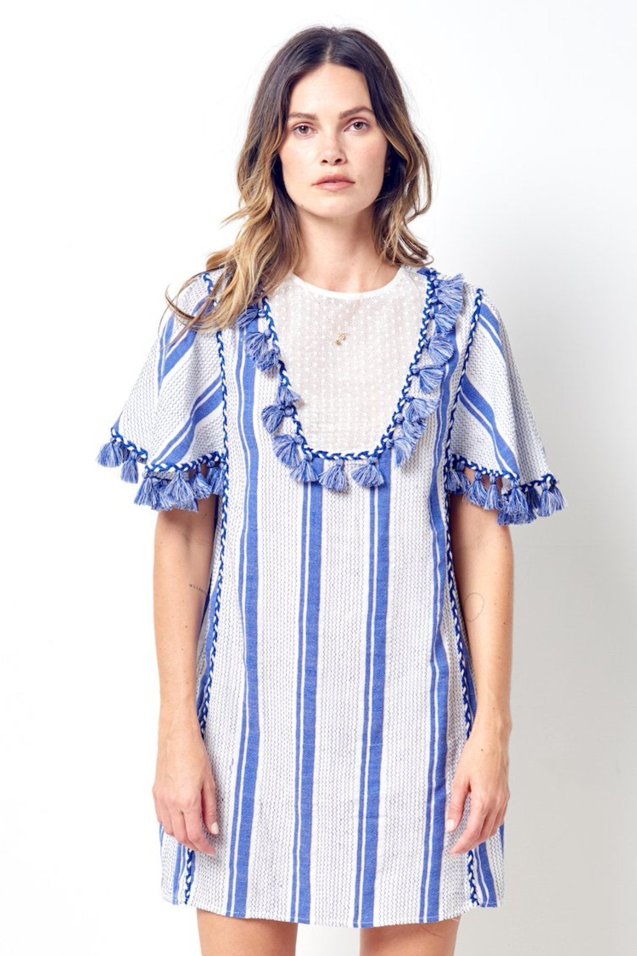 Corey Lynn Calter Kristin Tassel Sleeve Dress Blue L
