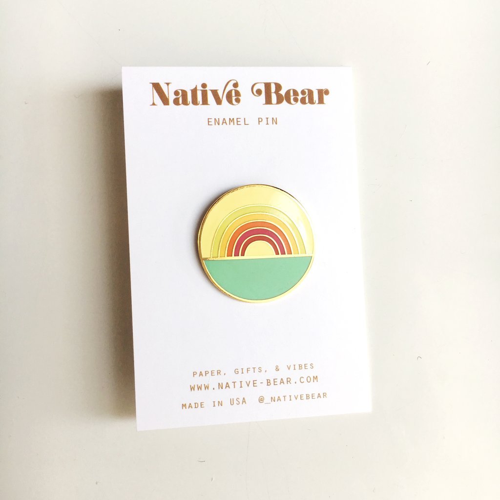 Native Bear Rainbow Sunset Pin