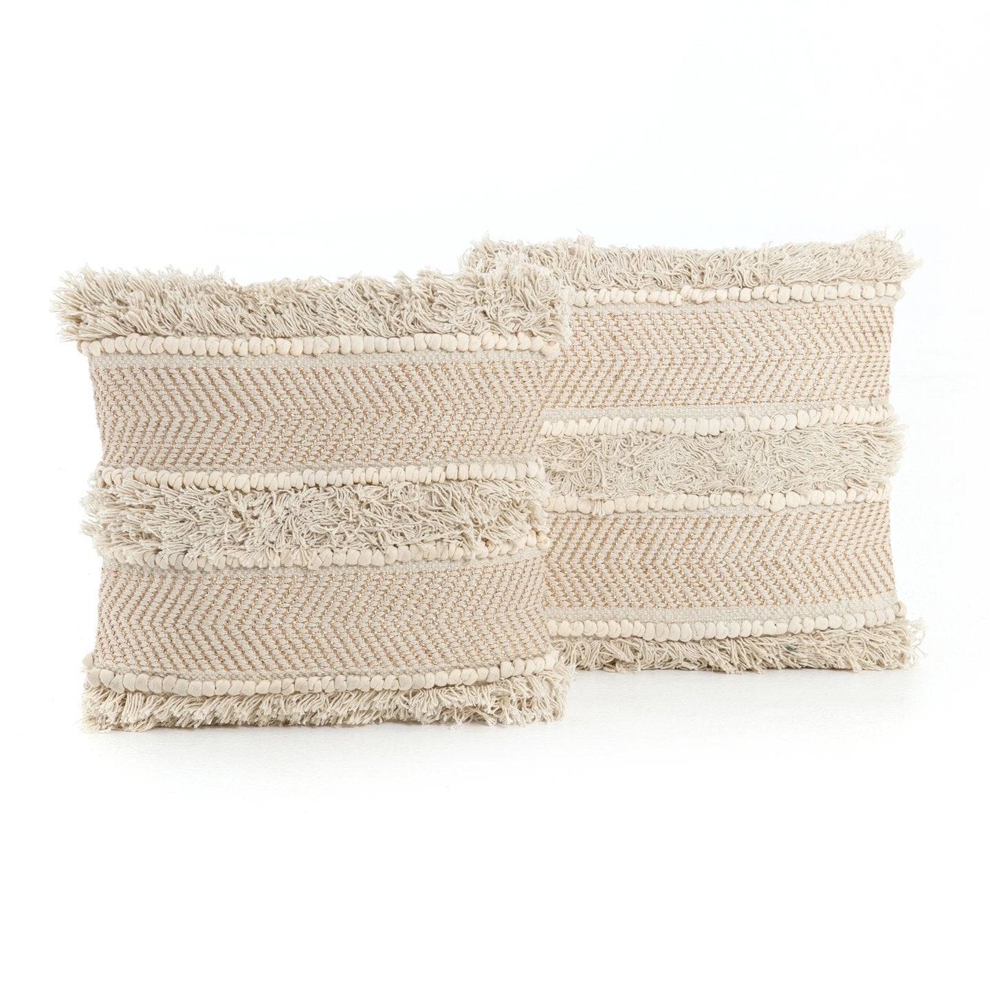 Four Hands White Copper Fringe Pillow