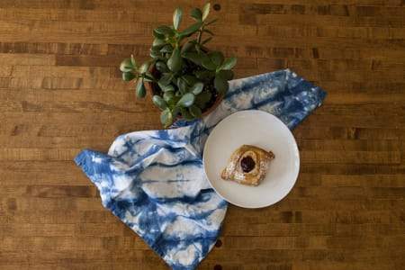 Jennifer Lesley Indigo Dyed Tea Towel - Diagonal Stripe