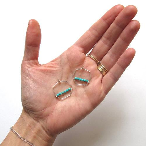 Goldeluxe Gemstone Geo Hoops (Dendrite Opal)