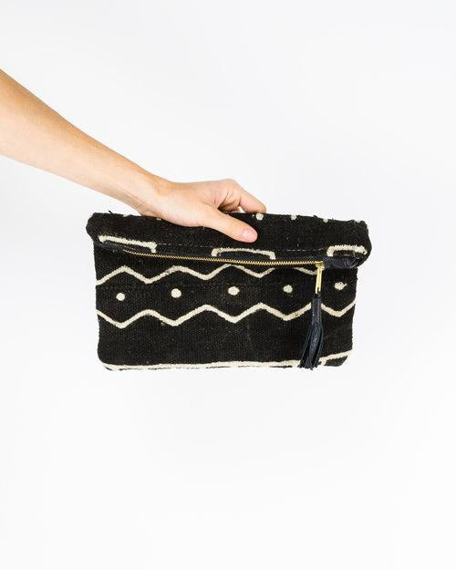 Bryar Wolf Handbag Black w White African Mud Cloth