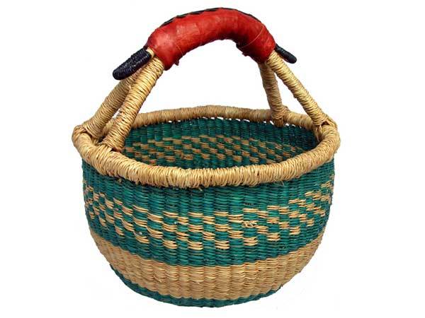 African Market Basket - Mini Basket with Leather Handle