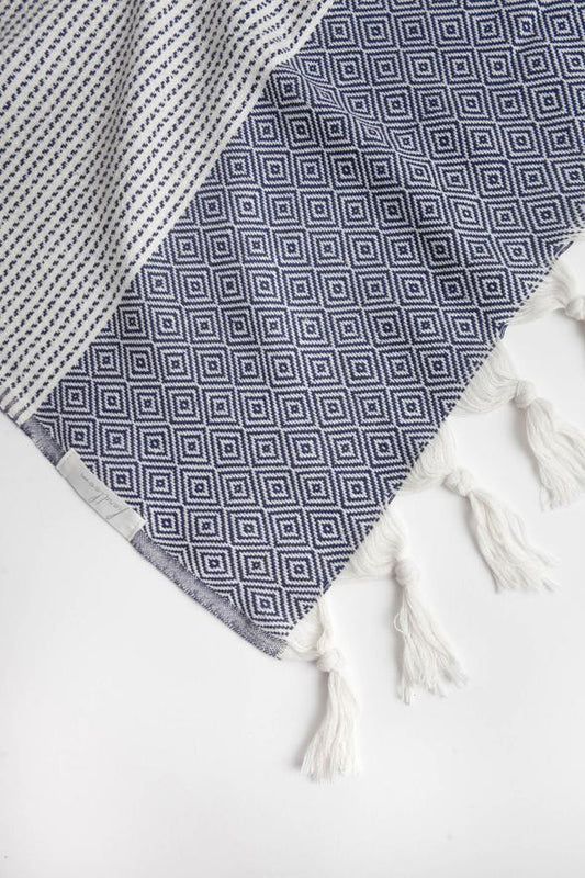 The Handloom Hare Towel (Navy)