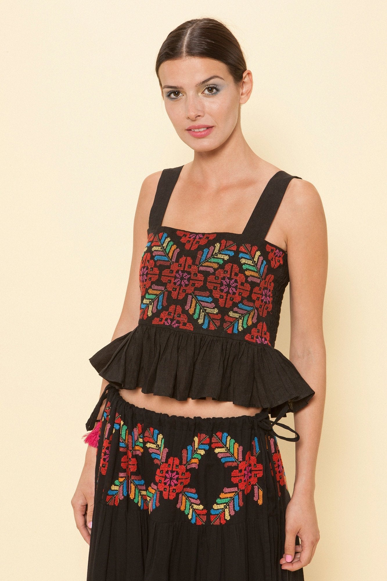 Carolina K Summer Lila Ruffle Top Black - Medium