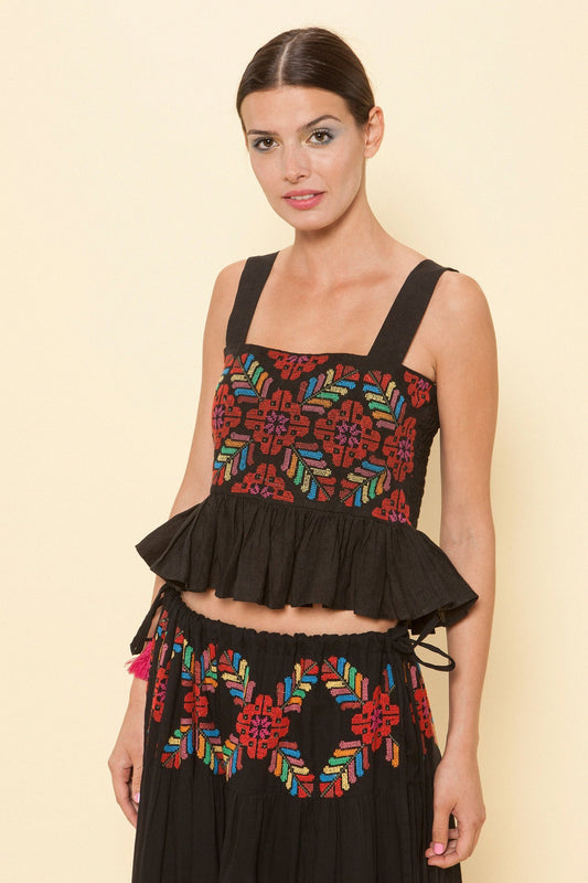 Carolina K Summer Lila Ruffle Top Black - Small