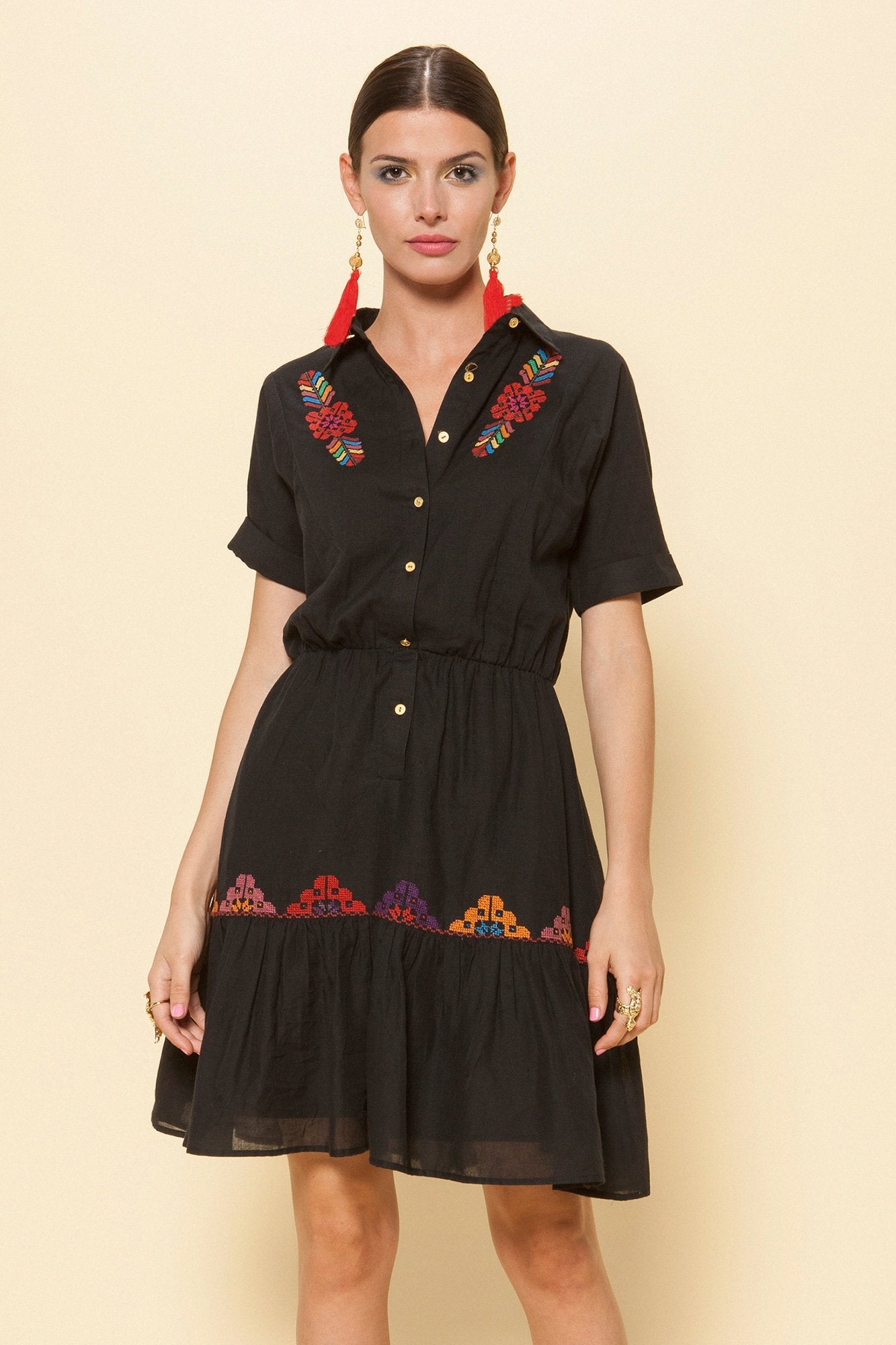 Carolina K Summer Natalie Short Dress Black Multi - Large