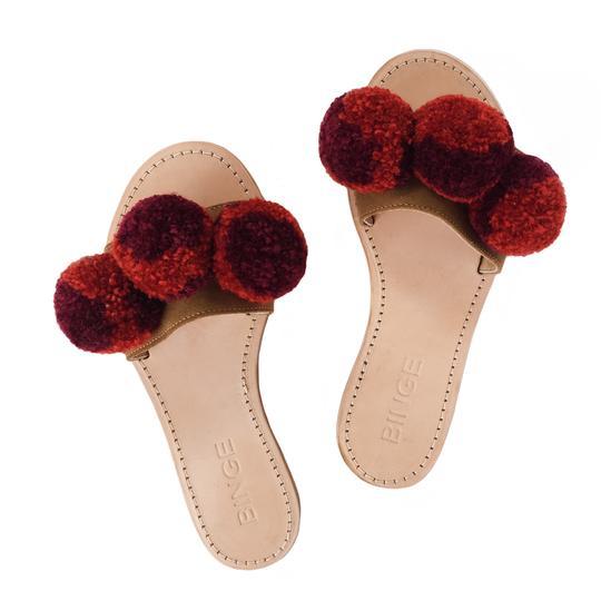 Binge Knitting Pom Slip-ons - Brick Size 8