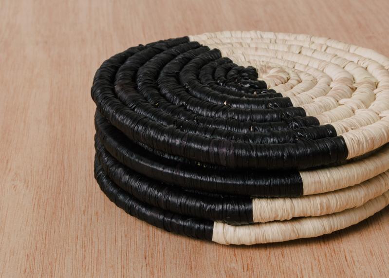 Kazi Half Moon Raffia Coaster  (Set of 4)