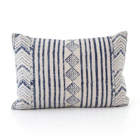 Four Hands Faded Blue Diamond Lumbar Pillow
