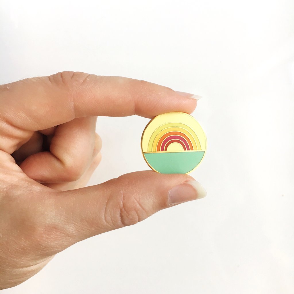 Native Bear Rainbow Sunset Pin