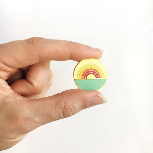 Native Bear Rainbow Sunset Pin