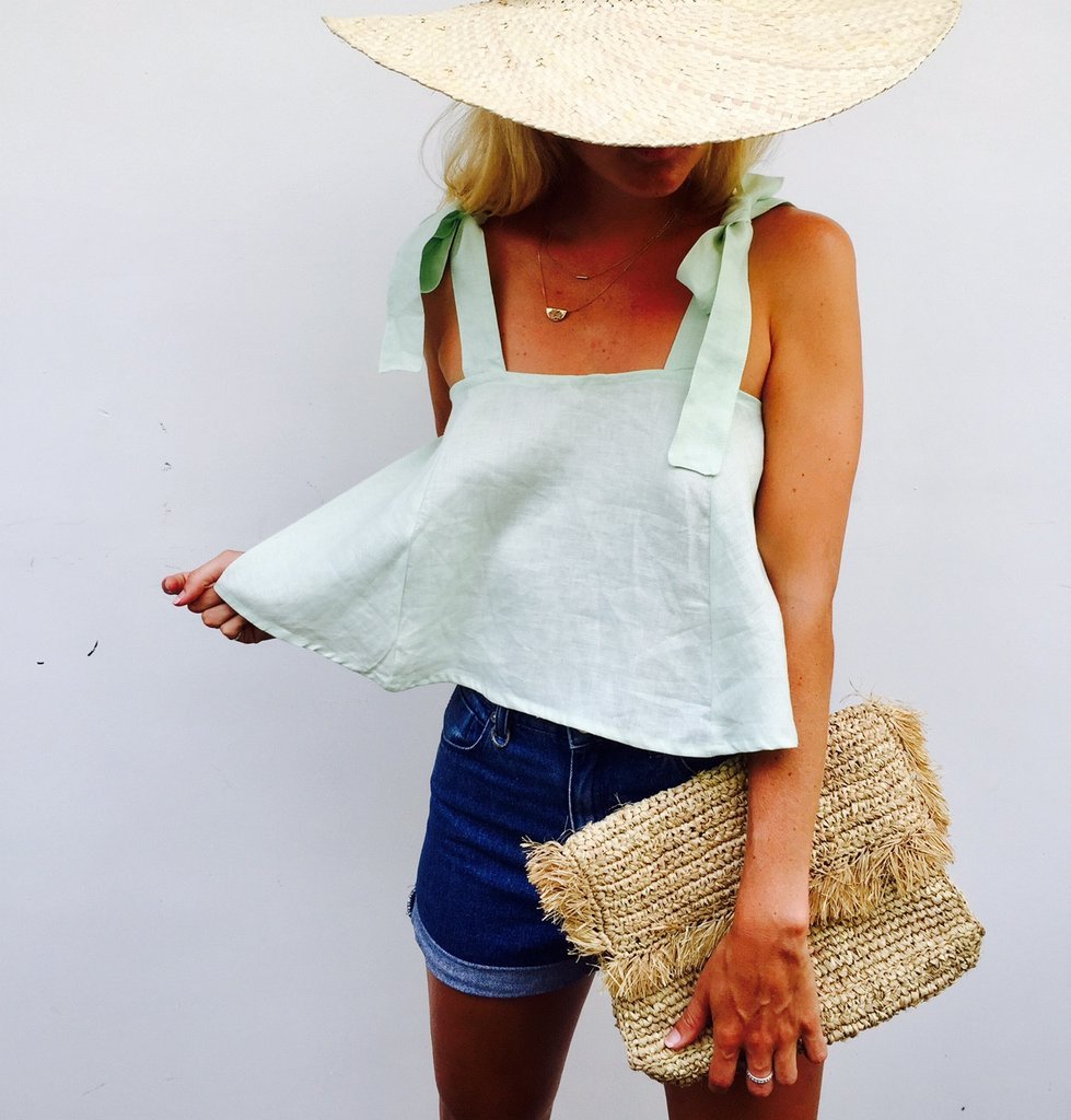 LJC Designs Umi Tie Top Linen - White - Medium