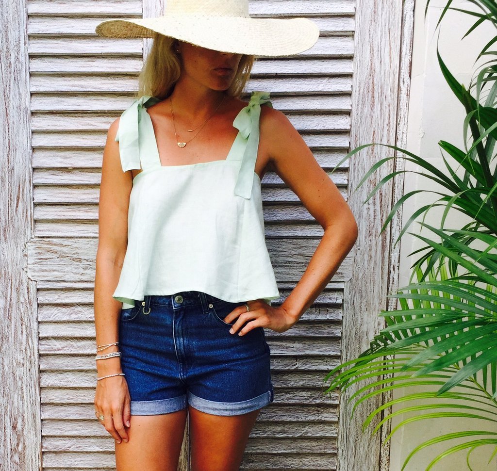 LJC Designs Umi Tie Top Linen - White - Small
