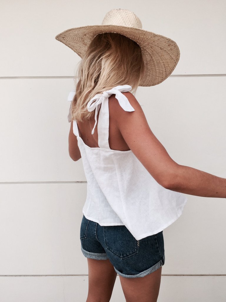 LJC Designs Umi Tie Top Linen - White - Medium
