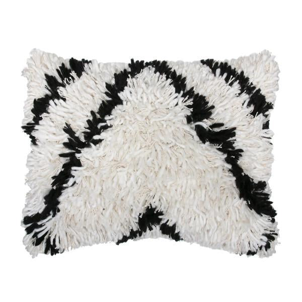 HK Living - Shaggy Cushion - Black and White