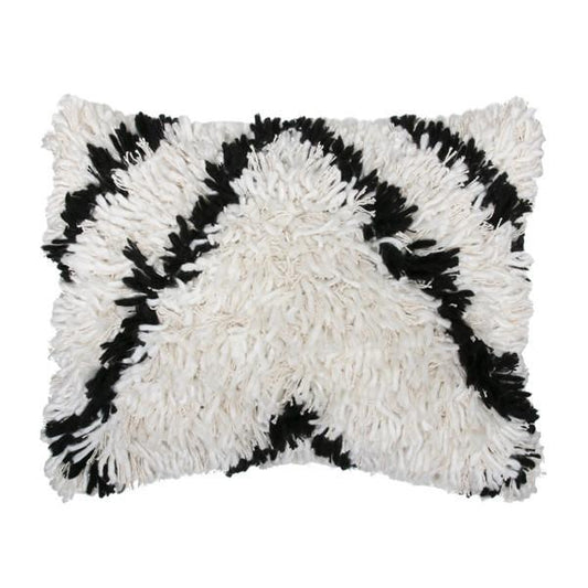 HK Living - Shaggy Cushion - Black and White