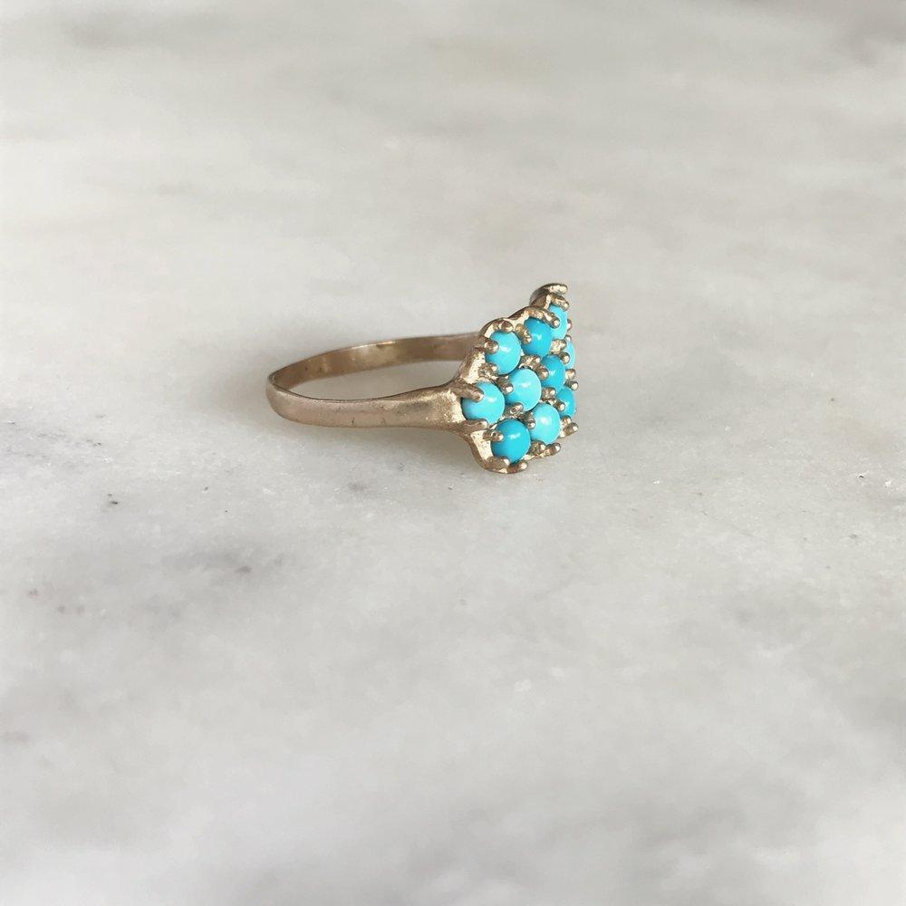 Mimosa 13 Stone Turquoise Ring - Bronze