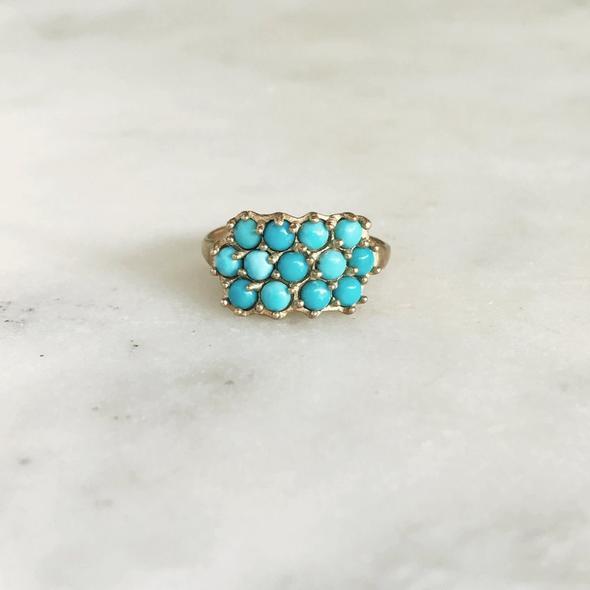 Mimosa 13 Stone Turquoise Ring - Bronze