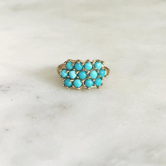 Mimosa 13 Stone Turquoise Ring - Bronze