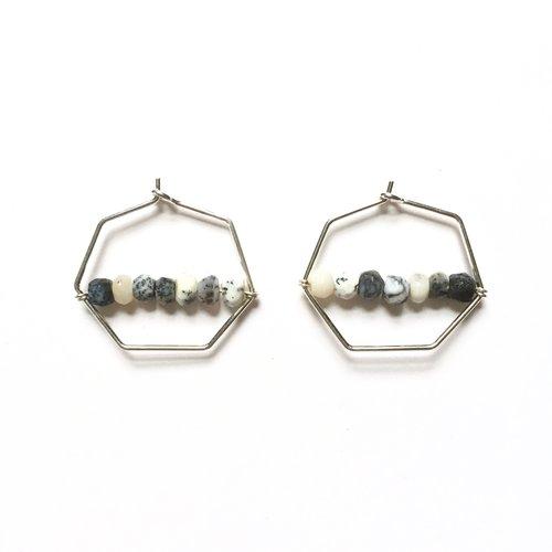 Goldeluxe Gemstone Geo Hoops (Dendrite Opal)