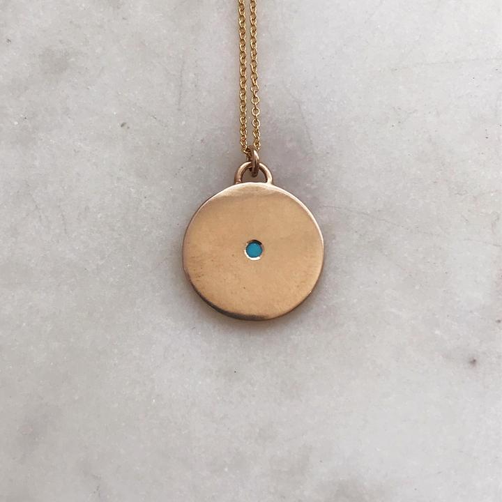 Mimosa Minimal Circle Turquoise Necklace - Bronze (Pendant only)