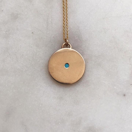 Mimosa Minimal Circle Turquoise Necklace - Bronze (Pendant only)