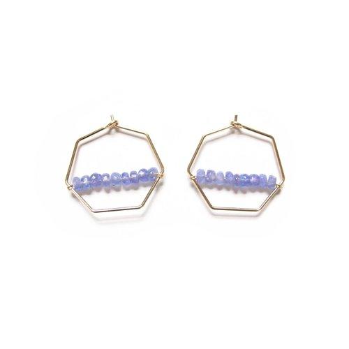 Goldeluxe Gemstone Geo Hoops (Tanzanite)