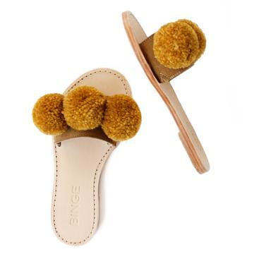 Binge Knitting Pom Slip-ons - Ochre Size 8