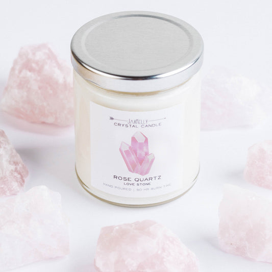 Jaxkelly Rose Quartz Crystal Candle