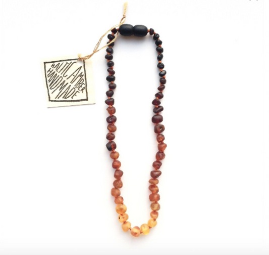 Canyon Leaf Raw Amber + Ombre Necklace 13in