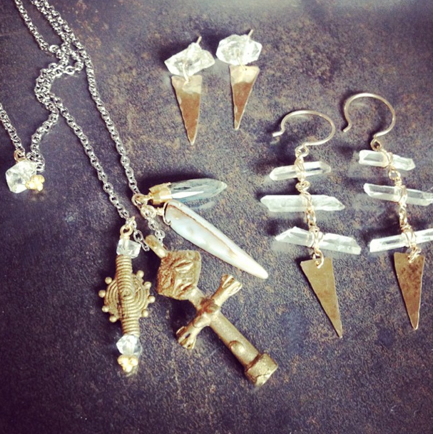 Navone Crystal Fishbone Earrings
