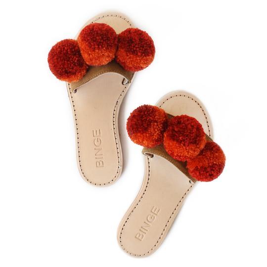 Binge Knitting Pom Slip-ons - Spice Size 9