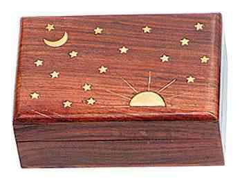 Om Imports - Celestial Wood Brass Inlay Box
