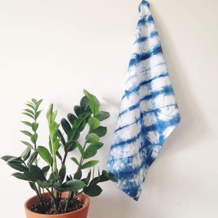 Jennifer Lesley Indigo Dyed Tea Towel - Diagonal Stripe