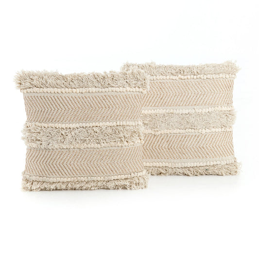 Four Hands White Copper Fringe Pillow